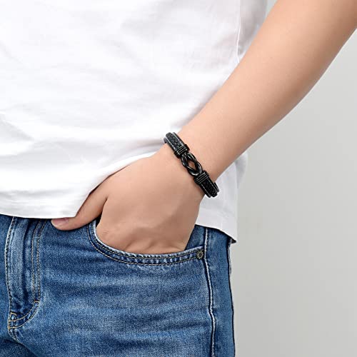 shajwo Infinity Cremation Bracelet for Ashes for Men Black-20cm