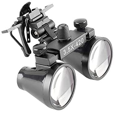 [Australia - AusPower] - Global-Dental Binocular Surgical Loupes Glasses Magnifier Metal Clip for All Glasses with Storage Case 420mm (3.5X) 3.5X 