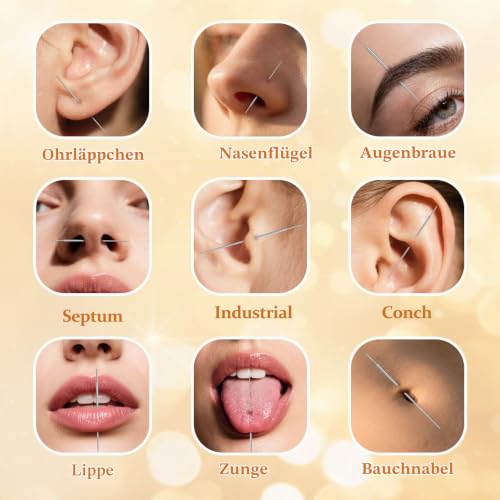 MODRSA Helix Nose Piercing, Tragus Piercing: Pierc Ball, Grabber and Pierc Threader Tool for Changing Ears, Nostril Lip Jewellery, 16, 18, 20G Straight