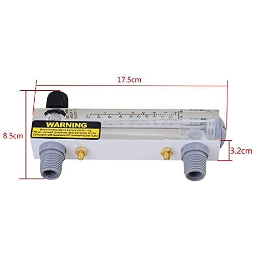 Liquid Flowmeter, LZM-15T Adjustable Panel Type Water Flow Meter with Control Valve, 0.1-1 GPM & 0.5-4 LPM (1/2" External Thread, 1/4" Internal Thread)