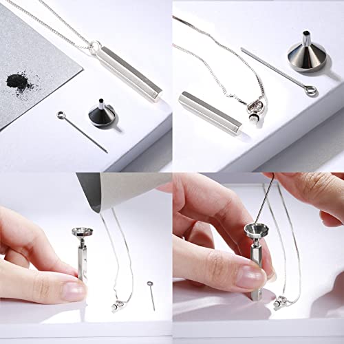Cremation Necklace for Ashes Sterling Silver Ashes Urn Keepsake Memorial Jewelry Gifts for Women (Bar)