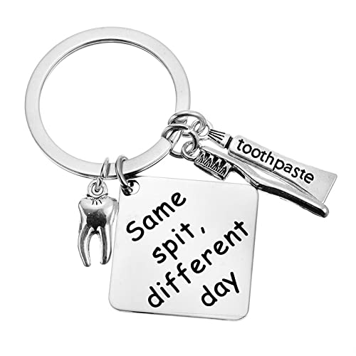 [Australia - AusPower] - Dental Hygenist Gift Dentist Gifts for Women Men Same Spit Different Day Keychain Gifts for Dentists Male Dental Assistant Student Gifts Key Chains 