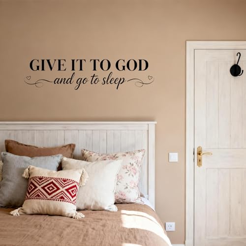 Give It to God Wall Decal God Quotes Wall Decor Stickers Big Black Inspirational Words Self Adhesive Vinyl Removable Modern Aesthetic Design Art for Home Bedroom Living Room God Quote