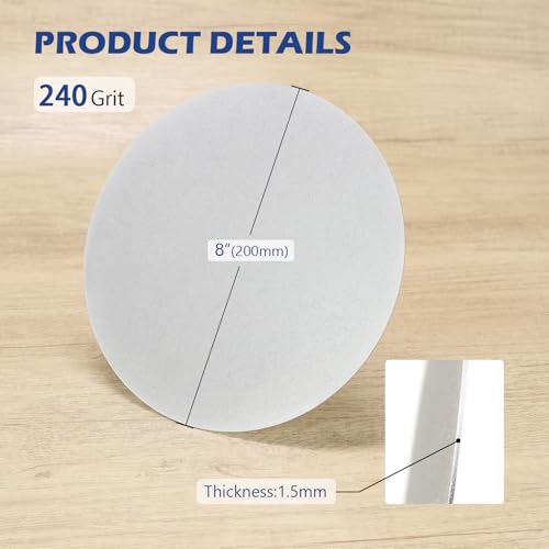 SCOTTCHEN Diamond Grinding Disc, 8” (200mm),No Center Hole,Flat Lap Disk Polishing Discs -240 Grit,Sanding Grinding Disc for Gemstone, Tile, Porcelain, Glass & Metal Polishing 240grit