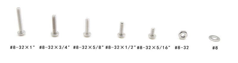 [Australia - AusPower] - #8-32 UNC Stainless Steel Phillips Pan Head Machine Screws Nuts Flat Washers Assortment Kit #8-32UNC 