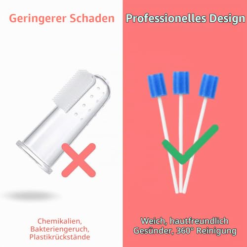 Pack of 100 Disposable Oral Care Sponge Portable Mouth Sponge Oral Care Sticks | Disposable for cleaning dental clinics 13.5 cm (blue) Blue