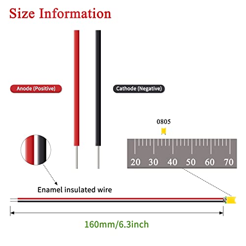 DiCuno 0805 Mini LED Light Emitting Diodes, Warm White, 16 cm Cable, 20 mA, Pack of 20 | SMD Micro LED Diodes Pre-wired for Model Making, Model Layout, Decoration, DIY, Crafts, Lighting, Electronics Projects
