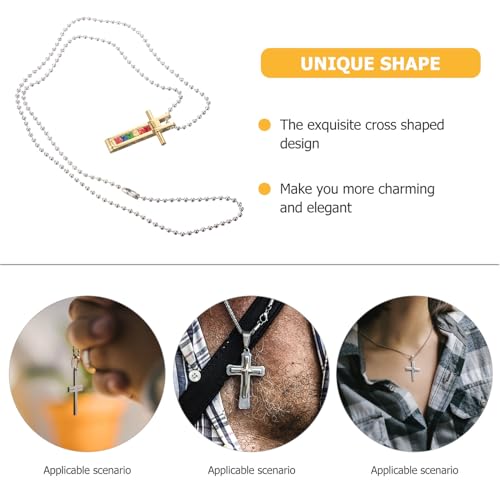 ifundom Golden Titanium Steel Cross Pendant Necklace for Women, Delicate