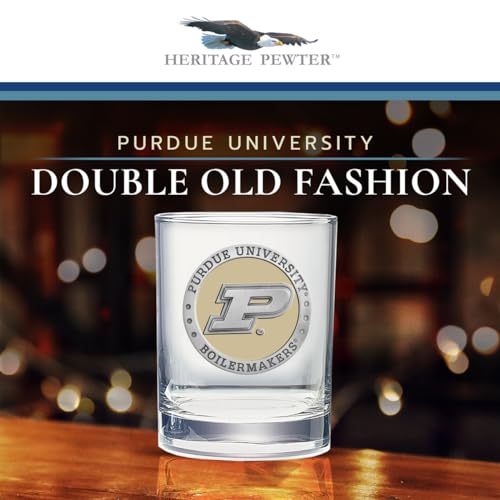 Heritage Pewter Purdue Double Old Fashion | Double Rocks Glass 14 OZ for Liquor | Expertly Crafted Pewter Glass