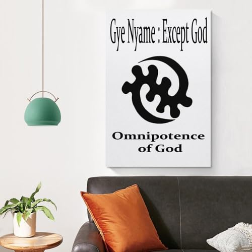 Gye Nyame Except God Adinkra Symbol African Canvas Printing Wall Art Prints Posters Spiritual Faith Minimalist Wall Decor for Living Room Bedroom Office Classroom 12x18inch(30x45cm) style-1 18"L x 12"W