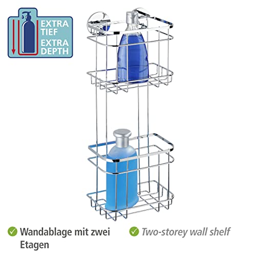 WENKO 21783100 Turbo-Loc® Stainless Steel 2-tier wall rack, Stainless steel, 7.1 x 18.7 x 4.9 inch
