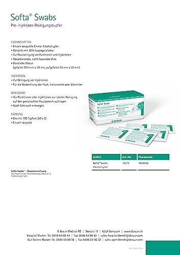 B Braun Alcohol Pads, Pack of 1 (1 x 100 Pieces) 100 pieces (pack of 1)