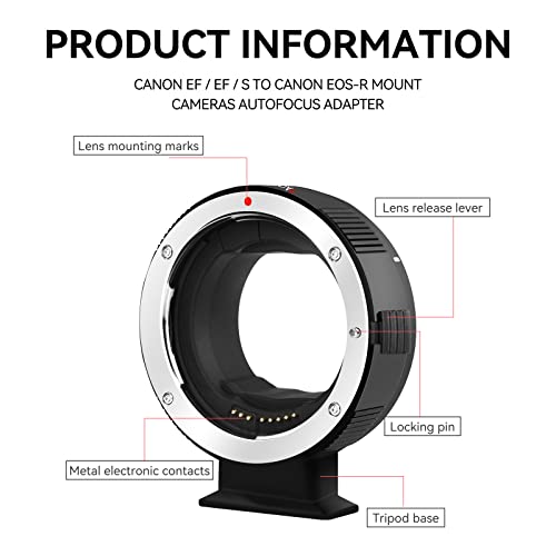 7artisans EF-EOS R Lens Adapter Auto-Focus Lens Speedbooster Converter Ring Compatible for Canon EF/EF-R Lens and Canon EOS R-Mount Camera for Canon EOS R, RP, R3, R5, R6, R7, R10