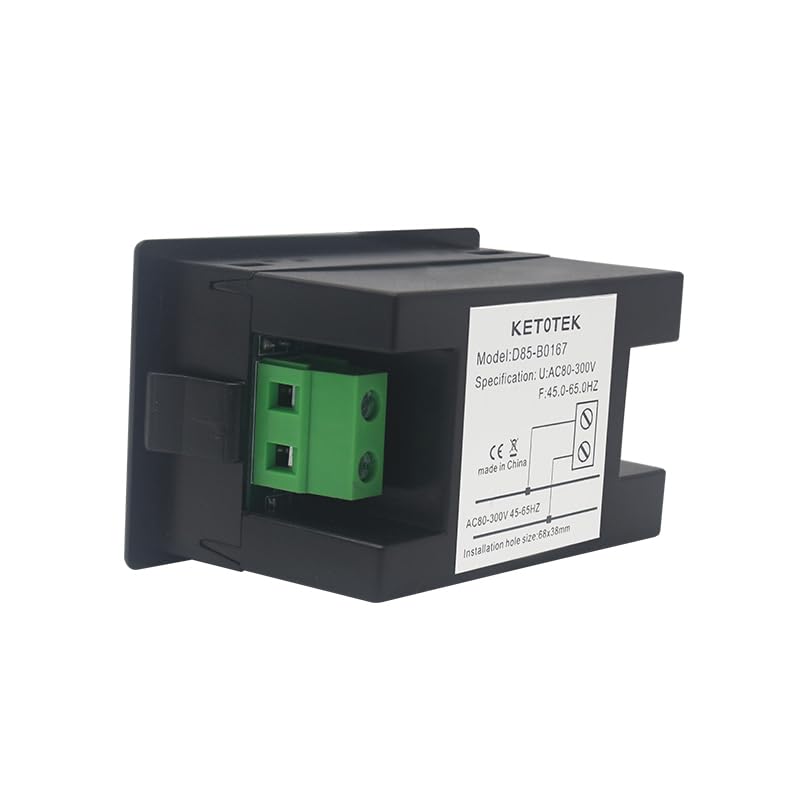 KETOTEK Digital AC Voltmeter Panel Mounting Meter AC80-300V Frequency Counter 45.0-65.0 HZ LED Display Voltage Volt Frequency Meter Tester Gauge V-H