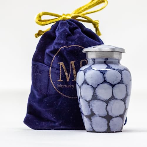 Small Urn for Human Ashes - Purple and Black Mini Urn for Ashes - Keepsake Urn with Blue Velvet Bag