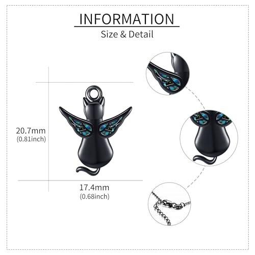 YAFEINI Urn Necklace for Ashes 925 Sterling Silver Black Cat Cremation Jewelry Memorial Keepsake Jewelry with Funnel Filler for Women