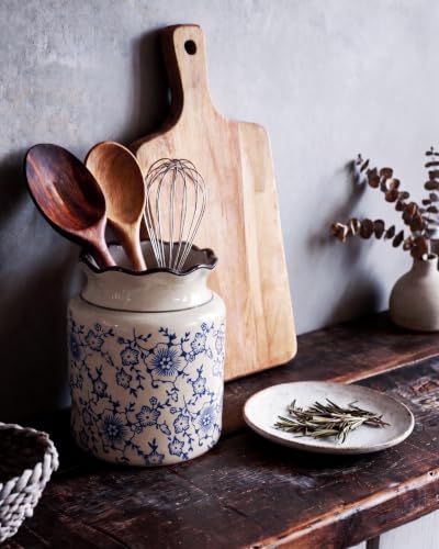 Ceramic Kitchen Utensil Holder Countertop Crock, Blue