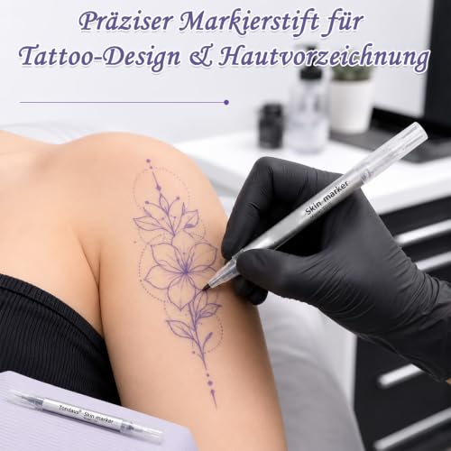 6 Stück Doppelkopf Tattoo Stifte – Tattoo Pen Set Aus Kunststoff, Tattoo Zubehör Für Profis & Anfänger, Hautmarker Mit 1,0/0,5 Mm Doppelspitze