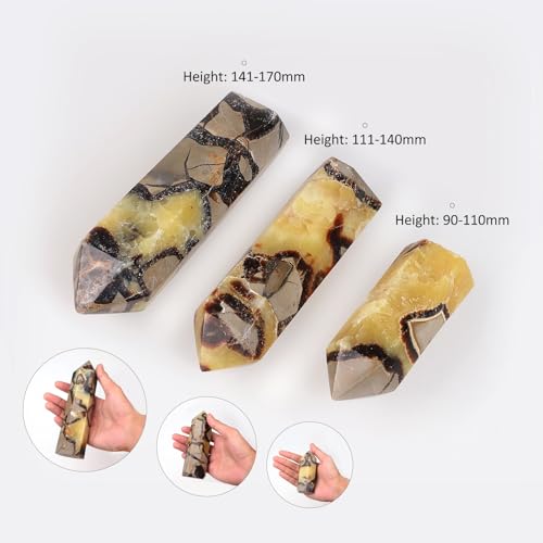 TUMBEELLUWA 141-170 mm Natural Septarian Dragon Stone Crystal Obelisk Tower Multicolor Height 5.55-6.69 Inch