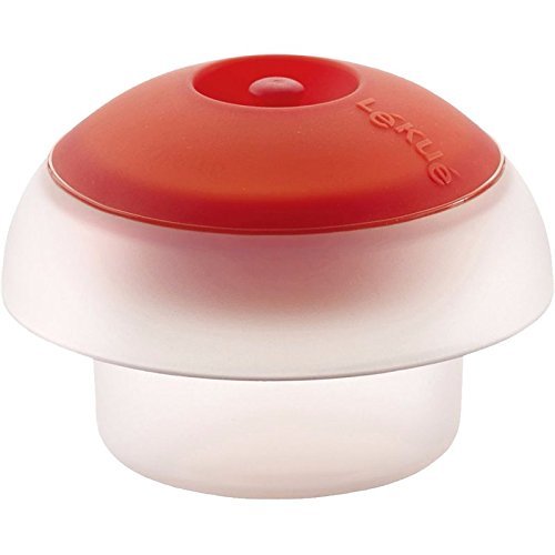 Lékué Microwave Ovo Egg Cooker | Set of 2 | x1 Round & x1 Square Egg Mold | Fast Egg Cooker in Pan or Microwave | Add Vegetables For Mini Omelets | Dishwasher Safe | Cooking Guide & Recipes Included Cylinder/Square Red