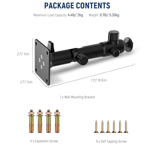 NEEWER 2.2 Inch Wall Ceiling Mount with Dual 360° Pan Base, 1/4" Ball Head, 10 Screws, Photography Studio Camera Wall Mount for Ring Video Light Strobe Flash Speedlite, Max Load 4.4lb/2kg, ST-WM3