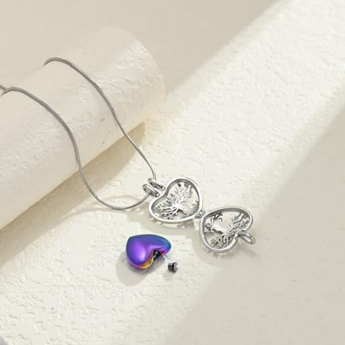 Cremation Jewelry Cylinder and Heart Urns Necklace Tree of Life Urn Pendant for Ashes Holder