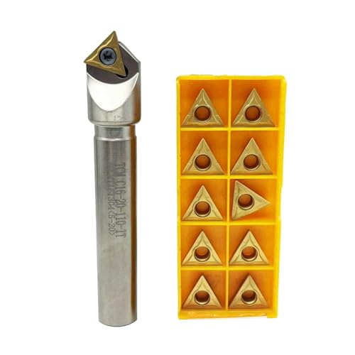 45° Chamfering Tool Holder 5/8 inch Shank with 11pcs TCMT32.51 TCMT16T304 Carbide Turning Inserts for Steel Turning Processing 5/8 holder +TCMT32.51 inserts