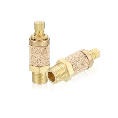 PATIKIL Air Pneumatic Silencer 4 Pieces Top Adjustable Air Flow Speed Controller G1/8 Male Thread Sintered Bronze Exhaust Silencer for Compressor Valves | Exhaust Silencer, Sintered Bronze, Top Adjustable Air Flow Speed Controller...
