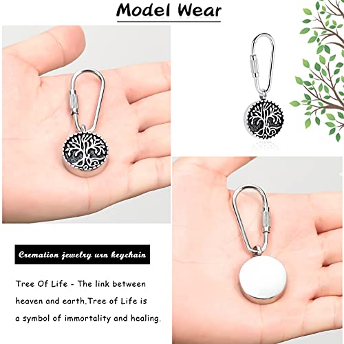 Imrsanl Cremation Jewelry Keychain for Ashes Stainless Steel Keepsake Urns Key Ring for Ashes Memorial Ash Jewelry Pendant Tree of Life