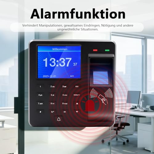Small Business Time Tracking, 3-in-1 Time Tracking Device with Fingerprint, Password and Card Reader, Fingerprint Capacity 1000, Employee Time Tracking System, 0 Monthly Fee