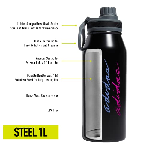 adidas Metal Water Bottle 1L Black/Pulse Mint Green/Blue Fusion 1 L