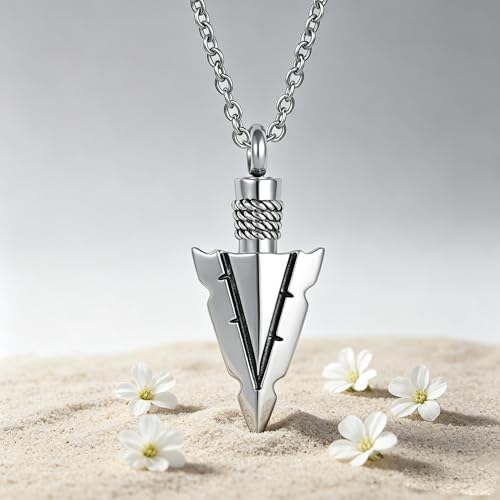 NanMuc Arrowhead Cremation Jewelry Urn Necklace for Ashes Memorial Pendant Silver