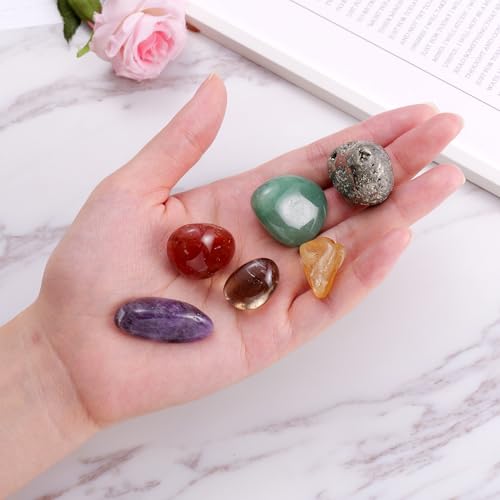 Workplace Crystals Set - 6PC Healing Protection Stones for Office Desk, Focus, Positive Energy, Stress Relief, Metaphysical Gifts for Friend Coworker Family, New Job Decor