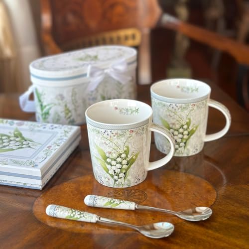 Coffee/Tea Spoon with Ceramic Handle Set of 4 in Gift Box (Lily of the Valley) Lily of the Valley