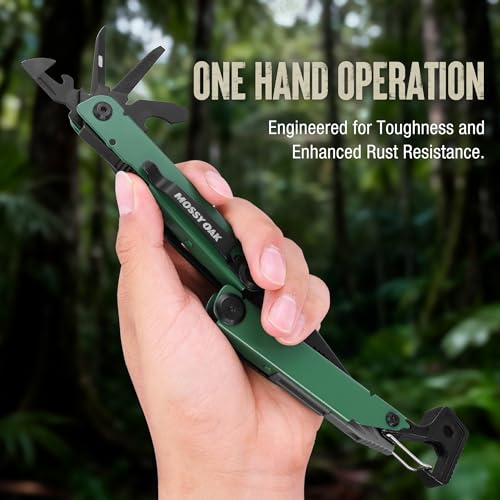 MOSSY OAK 27-in-1 CNC-Machined Multitool Pliers, Self-Locking Green