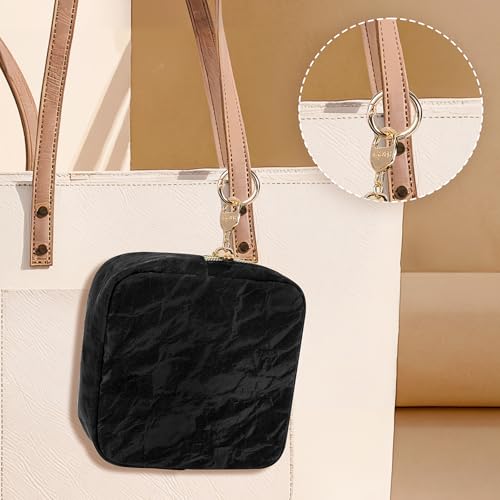 Sanitary Bag Small Hygiene Bag for Sanitary Towels Tampon Storage Bag for Sanitary Towels and Tampons Girls Period Panty Liners On the Go Emergency Set Gifts for Women 14 x 6 x 13.5 cm (Black) Black