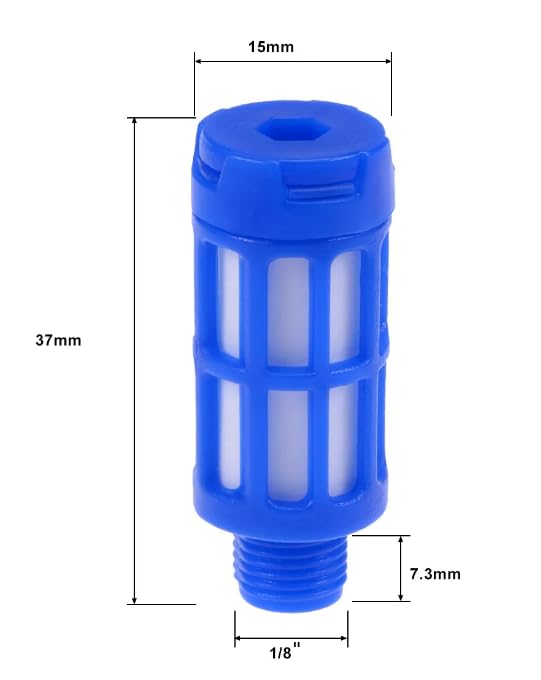 Pneumatic Silencer 1/8 Inch Plastic Set of 5 Industrial Quality (5, Plastic 1/8 Inch) Plastic 1/8"