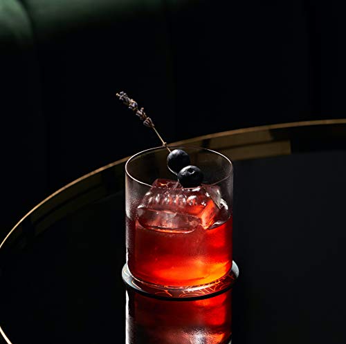 Amehla Ultra Thin Cocktail Glasses 12-ounce Double Old Fashioned Whiskey Glasses - Minimalist H20 Water Drinking Glass - (4) 4