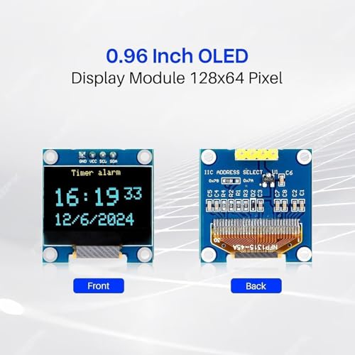 Elegoo 3 pieces 0.96 inch OLED display I2C compatible with Arduino | 128 x 64 pixels, self-luminous, blue & yellow mini display, compatible with Raspberry Pi & PICO, ESP-32 for DIY projects