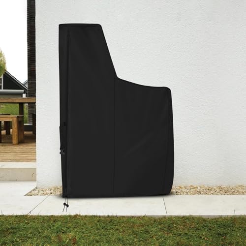 MUTUSHI outdoor waterproof water softener cover, black brine tank cover with split zipper and drawstring, 64-inch