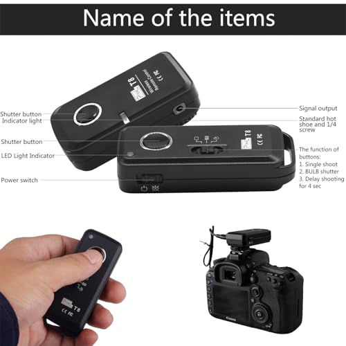 Camera Wireless Shutter Release Remote Control for Canon EOS R5 C, R3, R6, 5D, For Fujifilm GFX 50S II, for Olympus E-M1 Mark III, E-M5 III;Replaces Canon TC-80N3, RS-60E3, Fuji RR-100, Olympus RM-CB2
