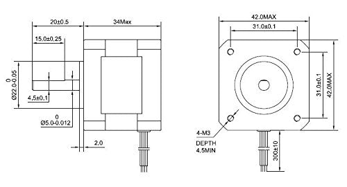 [Australia - AusPower] - STEPPERONLINE Nema 17 Stepper Motor 26Ncm(36.8oz.in) 12V 0.4A 3D Printer CNC 