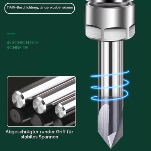 ASNOMY Set of 4 Solid Carbide Chamfer Cutters 3 Flutes V Groove Cutter 60 Degree and 90 Degree CNC Milling Cutter End Mill with TiAlN Coating for Machine Tools and Chamfering 6mm; 4mm