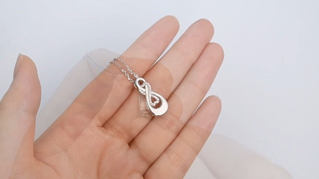 S925 Sterling Silver Infinity Urn Necklaces Teardrop Cremation Jewelry for Ashes Keepsake Memorial Pendant for Women Men Loved ones Black 1