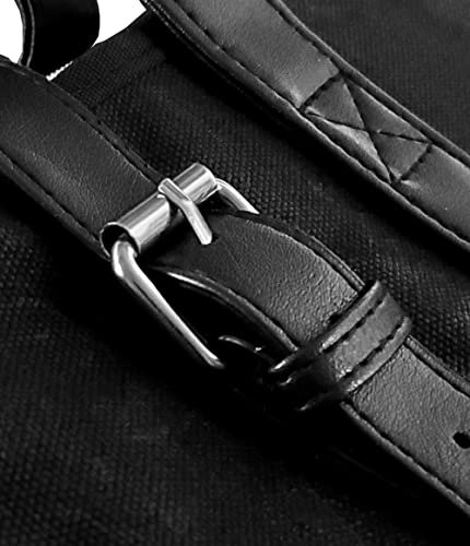 Ergo Chef Heavy Duty Waxed Canvas 10 Pocket Chef Knife Roll Bag Knife Case with Mesh Tool Pocket (Black) Durable Knife Case with Handle, Removable Shoulder Strap & Large Zippered Mesh Pocket 10 Pocket - Black