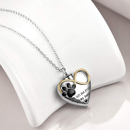 POPLYKE Urn Necklace for Ashes Sterling Silver Gifts for Women Men Her Grandma Cremation Necklace Jewelry Dog Heart Urn Necklace