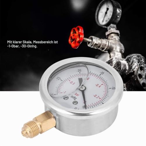 Oil Filled Vacuum Pressure Gauge TS-PGGZ604-0bar 1/4BSP Y60 Radial Oil Filled Vacuum for Petroleum Metallurgy -30-0inhg Vacuum Gauge Oil Gauge
