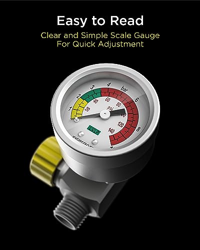 InoKraft Air Compressor Regulator 1/4" NPT, for Spray Guns and Pnuematic Tools, Good Tightness, Precise, 0-140 PSI