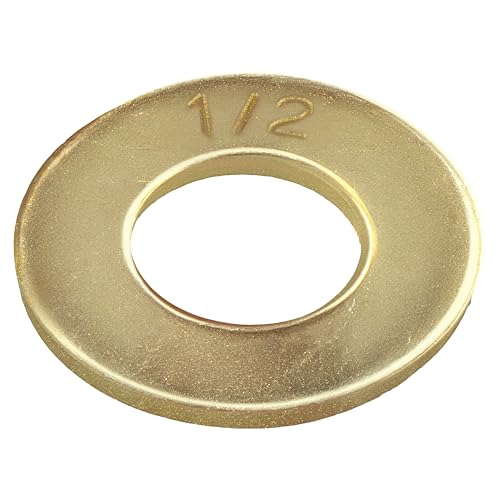 Makers Bolt 1/2-inch Grade 8 SAE flat washers, 100-pack, thru-hardened yellow zinc finish