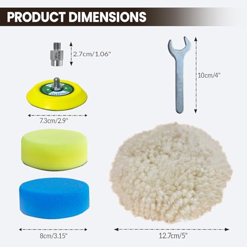 Noyfemr 6-piece buffing polishing kit for Milwaukee M12 polisher and sander